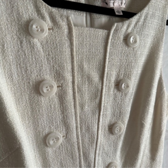 Nanette Lepore Cream Sleeveless Button Detail Pleated Fit & Flare Dress Size 12 - Picture 4 of 12